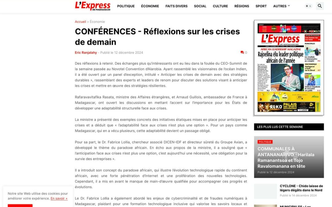 CONFÉRENCES – Réflexions sur les crises de demain